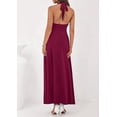 thumbnail image 5 of PRETTYGARDEN Holiday Cocktail Dresses for Women Summer Elegant V Neck Halter Backless Wedding Guest Party Midi Dress, 5 of 7