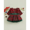 thumbnail image 2 of Sunisery Toddler Baby Girls Christmas Dress Ruffled Tulle Bowknot Plaid Party Pageant Princess Dresses Fall Clothes, 2 of 7