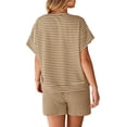 thumbnail image 5 of Womens 2 Piece Sets Summer Lounge Sets Striped Short Sleeve Oversized T Shirts Drawstring Shorts Matching Set, 5 of 6
