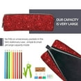 thumbnail image 5 of Cauagu Red Glitter Print Leather Pencil Pen Case - Stationery Bag Portable Stationery Bag Big Capacity Pencil Pouch Cosmetic Organizer Bag for Men & Women, 5 of 7