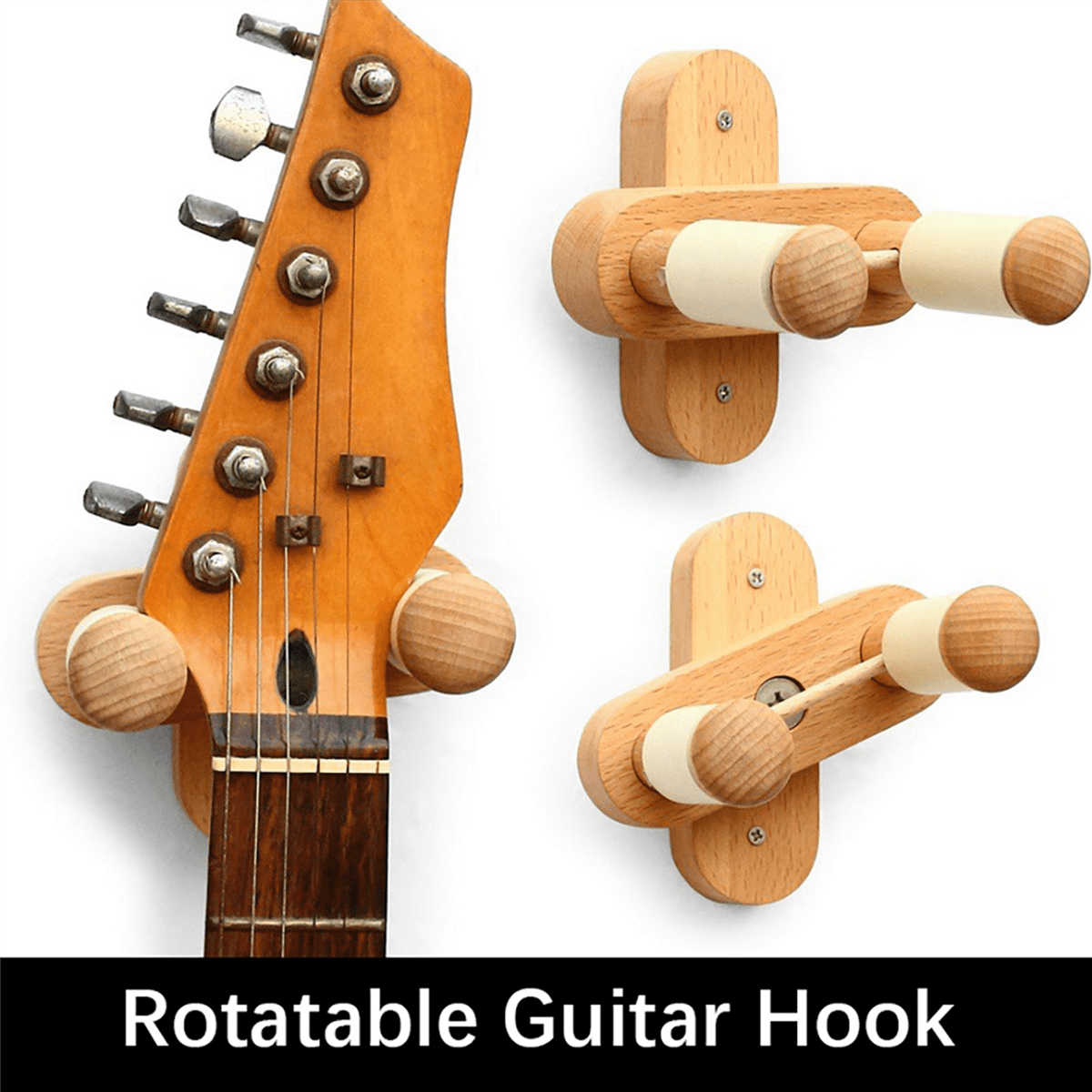 2X Guitar Hanger Wall Mount,Adjustable Guitar Hook Holder Guitar Wall Stand for Acoustic Electric Ukulele Guitars