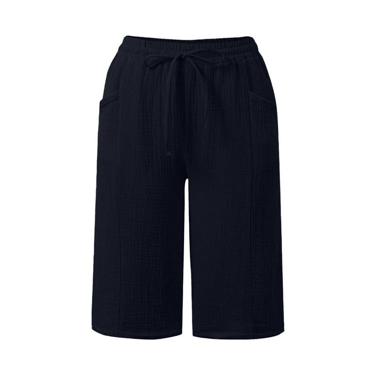 GEWSEY Linen Capri Pants for Women Cotton Casual Summer Capris