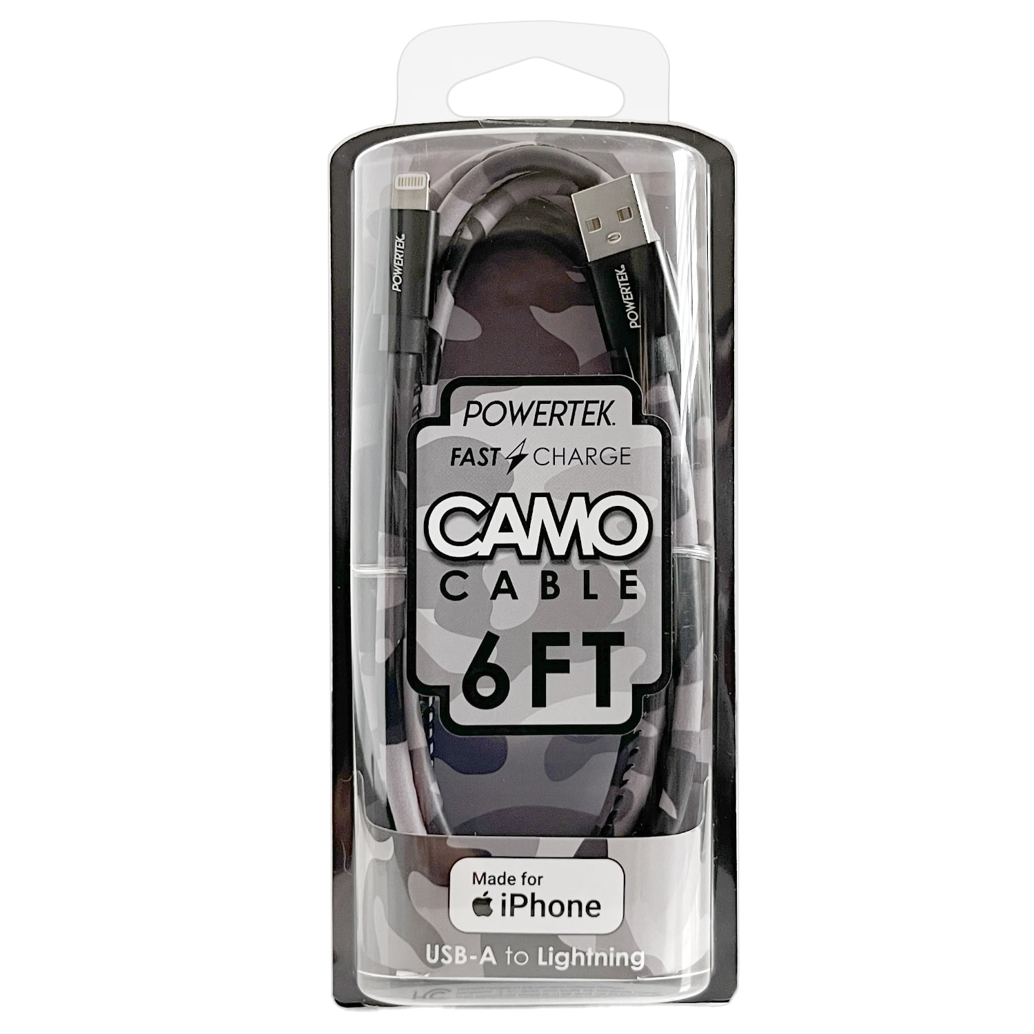 Liquipel Powertek Pastel Camo USB-A to Lightning - Black