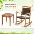 thumbnail image 3 of Costway 3PCS Patio Rattan Rocking Chair Bistro Set Acacia Wood Frame Armrest, 3 of 9