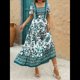 thumbnail image 5 of Vestido Informal, Fluido, con Estampado Floral Bohemio, de Corta y Corte Escalonado para Mujer (Verano 2025) Verde M, 5 of 9