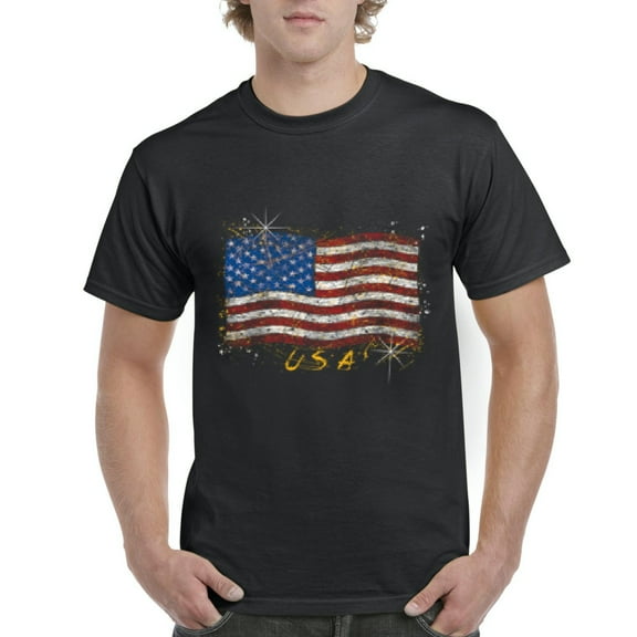 IWPF - Men's T-Shirt Short Sleeve - American Flag USA in Gold