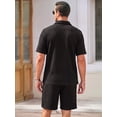thumbnail image 3 of RICHCOIN Men's 2 Piece Outfits Textured Knit Short Sleeve Button Down Shirts and Shorts Old Money Casual Sets, 3 of 7
