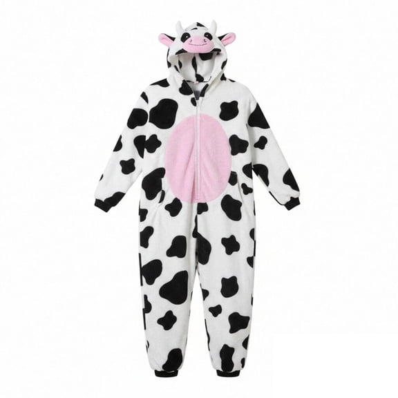 WhouRiu Girls Halloween Long Sleeve Jumpsuit Cartoon Graphic Zipper Hooded Romper Kids Autumn Winter Warm Cozy Fuzzy Cute Homewear,13-14 Years