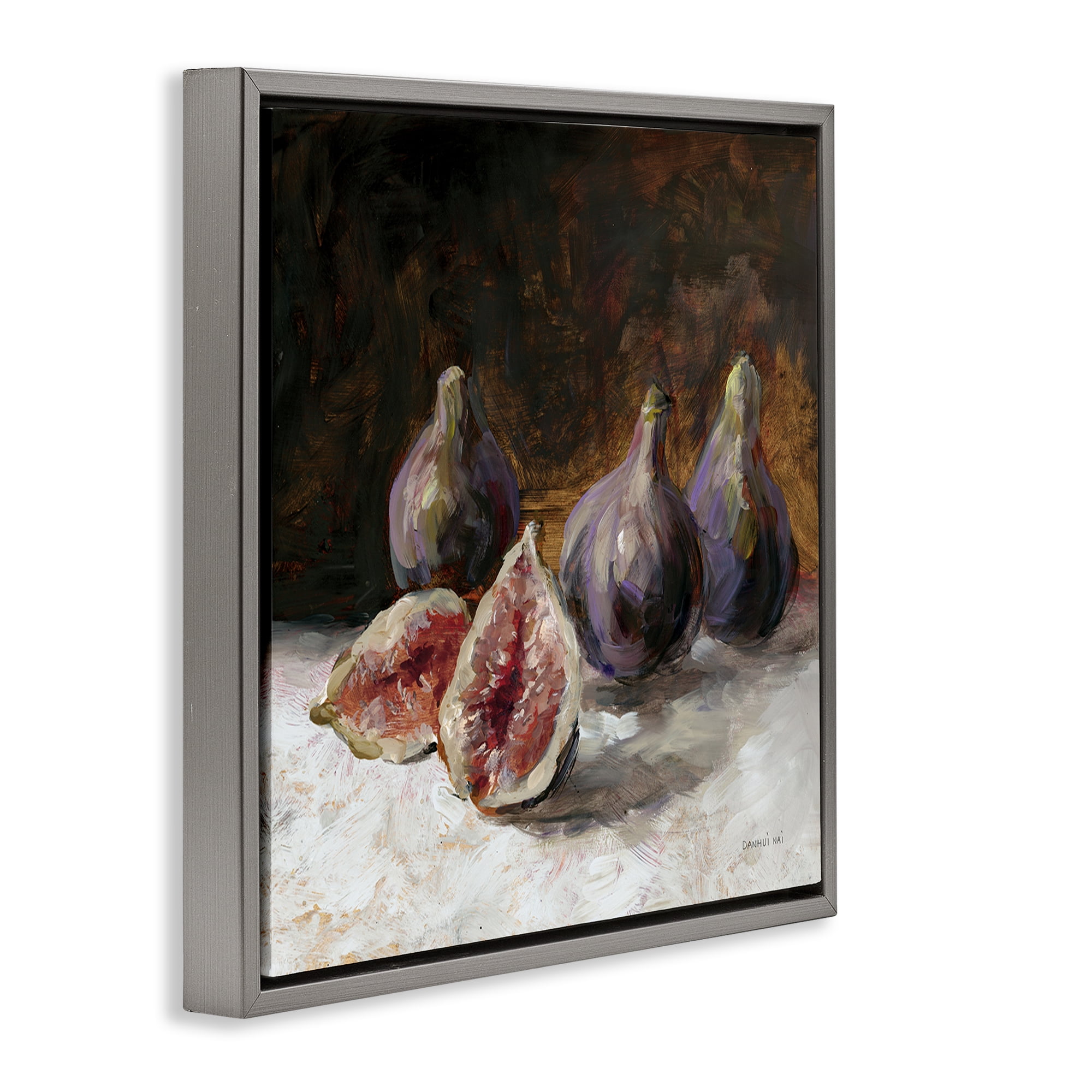 Stupell Industries Rustic Fig Still Life Gray Framed Floater Canvas Wall Art, design by Danhui Nai