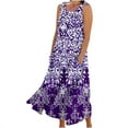 thumbnail image 2 of FcBaudy Robe Sans Manches à Col Rond, Robes d'Été pour Femmes, Robes pour Femmes Robe Longue Sans Manches en Lin Imprimée avec Poche, 2 of 5