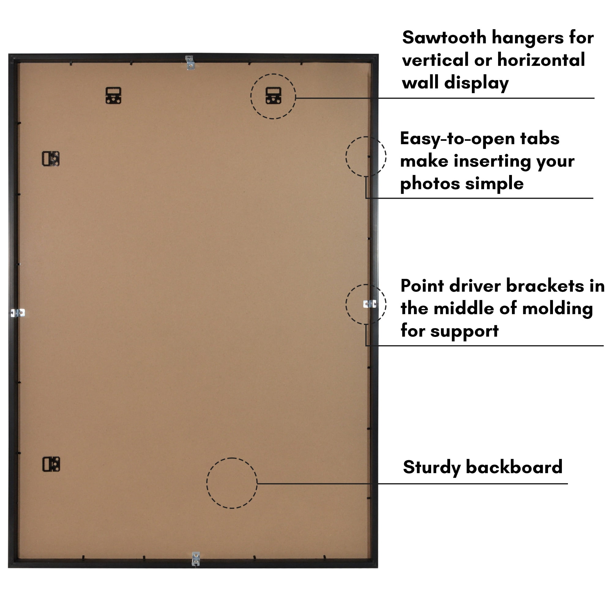Americanflat 28x40 Poster Frame with Polished Plexiglass with 24x36 Mat Display Photo Soho Collection - Black