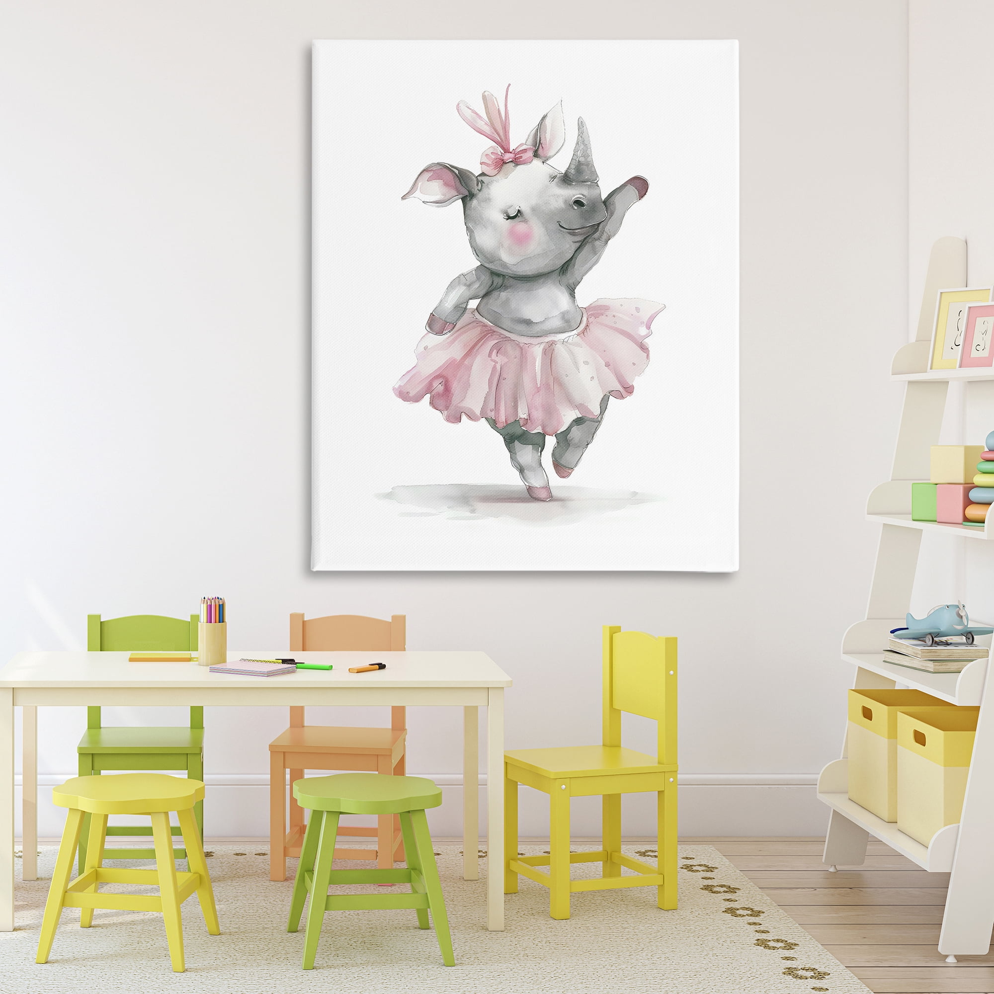 Stupell Industries Ballerina Rhino in Pink Tutu Canvas Wall Art, design by LSR Design Studio