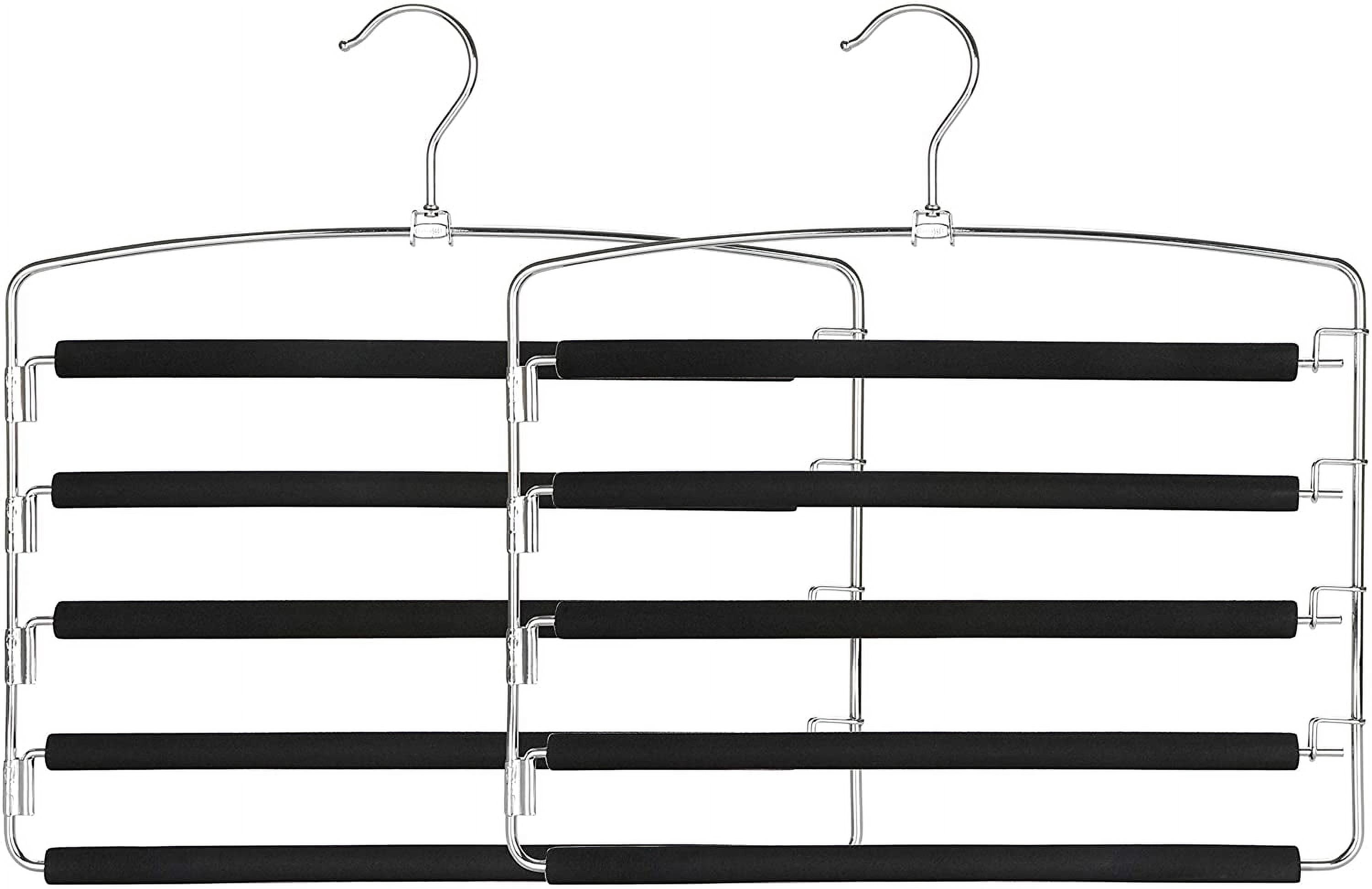 Artrylin 1 Pack Pants Hangers Non Slip Space Saving Hangers Multi-Layer Swing Arm Pants Hanger Stainless Steel Space Saver Hangers for Pants Jeans Scarf Trouser Tie Towel Clothes ,Black