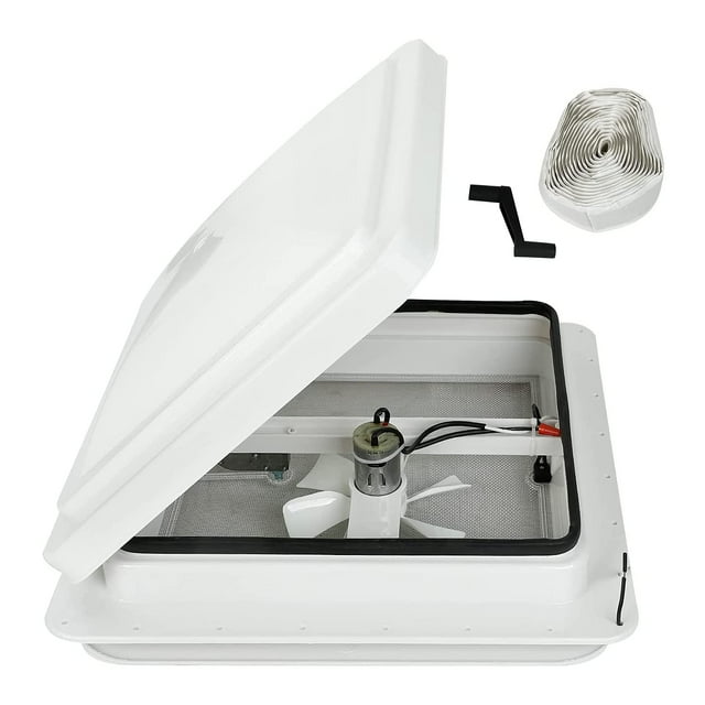 Ventilador de techo para autocaravana, caqeg 14, con ventilador de 12 V, 6 aspas, color blanco
