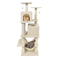 thumbnail image 1 of Gymax 57'' Cat Tree for Indoor Cats w/Dual Condos Hammock Sisal Scratching Posts Beige, 1 of 10