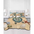 thumbnail image 2 of Quilts Queen Size Bedding Set, Turtle Seaside Reversible Summer Quilt 3 Pieces, Coastal Waves Starfish Summer Beach Nautical Lightweight Bedspreads Coverlets with 2 Pillow Shams for All Seasons, 2 of 5