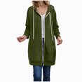 thumbnail image 2 of Towmus Long Hoodies for Women Zip Up Double Zipper Winter Coats Solid Color Sweatshirts Fall Clothes, 2 of 9