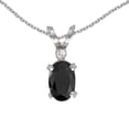 thumbnail image 1 of 14k White Gold Oval Onyx And Diamond Filigree Pendant with 18" Chain, 1 of 3