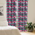 thumbnail image 2 of Ambesonne Floral Window Curtains, Abstract Tulips Flowers, Each 28" W x 84" L, Jade Green and Red, 2 of 4