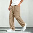 thumbnail image 3 of Sentuca Boys Cargo Pants Baggy Elastic Waist Hiking Pant with Pockets Wide Leg Casual Fashion Sports Tween Trousers Size 12-13Y, Khaki, 3 of 8