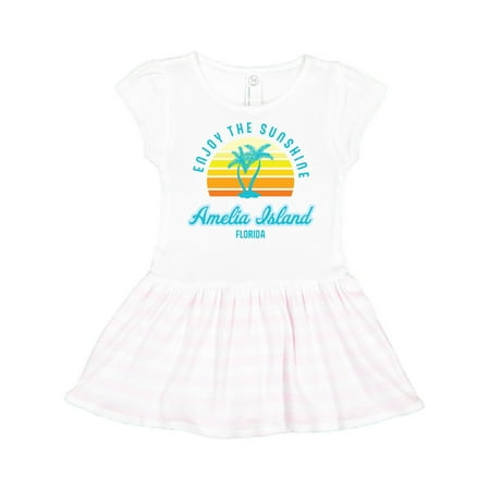 

Inktastic Summer Enjoy the Sunshine Amelia Island Florida in Blue Gift Toddler Girl Dress