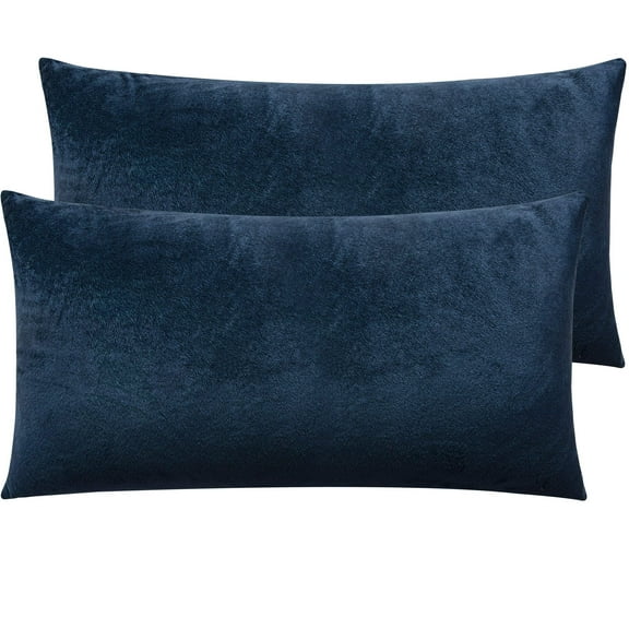 Velvet King Pillowcases 2 Pack 20x36 Inches, Super Soft Cozy Fuzzy Flannel Pillow Cases with Zipper, Luxury Bedding Pillow Covers for Bed, Bedroom, Home Decor, Navy Blue