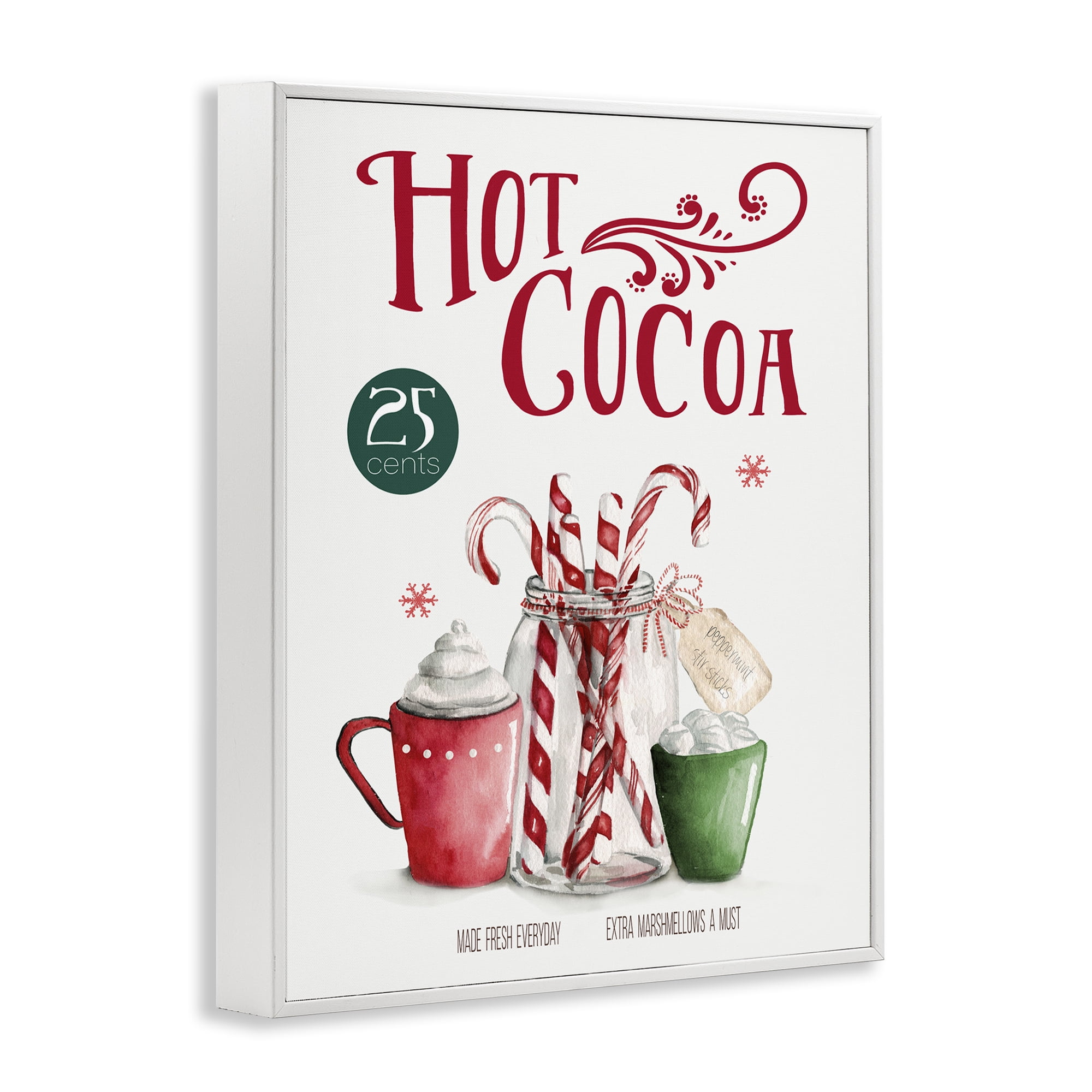 Stupell Industries Vintage Winter Hot Cocoa Holiday Painting White Framed Art Prints Wall Art, 11 x 14
