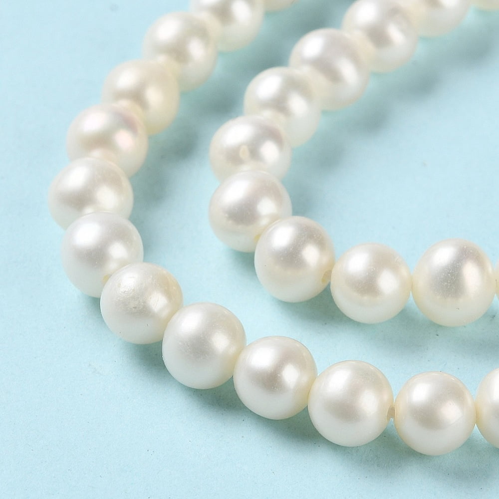 1strand Natural Cultured Freshwater Pearl Beads Strands Round Grade 5A WhiteSmoke 5.5~6x5.5~6mm Hole: 0.7mm about 72pcs/strand 15.63 inch(39.7cm)