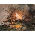 thumbnail image 3 of Pompeo Mariani 14x12 Black Modern Framed Museum Art Print Titled - Boat on Fire in a Harbour, 3 of 5