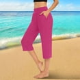 thumbnail image 2 of Jxximdong Capris Pants for Women, Plain Soft Capri Leggings High Waist Cutout Yoga Pants Lightweight Cozy Cropped Pants, Pink Women's Cropped Pants, 2 of 6