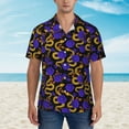 thumbnail image 2 of Haiem Golden Snake And Purple Rose Printed Hawaiian Shirt for Men - Men’s Casual Beach Summer Shirts - Stretch Fabric with Modern Fit-3X-Large, 2 of 7
