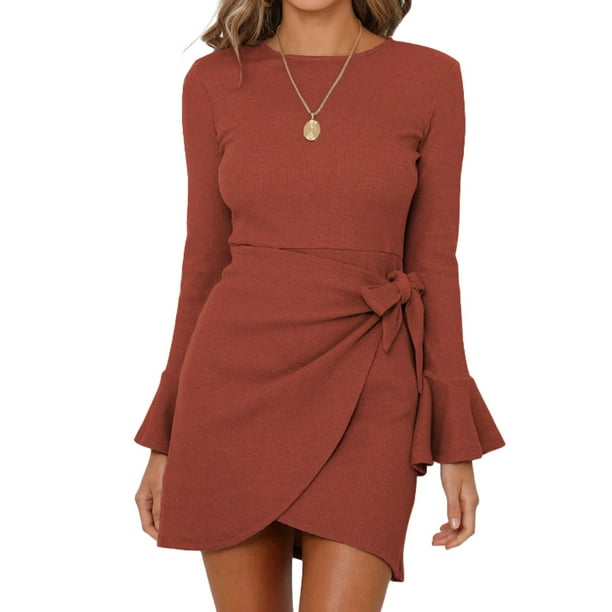 Vestido mini ajustado de manga larga sexy para mujer, vestido elegante, regalo para mujer