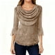 thumbnail image 1 of Ounisa Blouses for Women Dressy Casual 3/4 Sleeve Cowl Neck Sparkly Tops Cocktail Shirts for Evening Party, 1 of 6