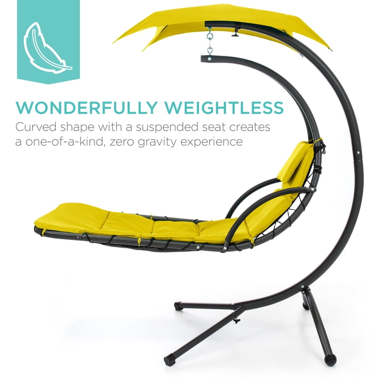 Best Choice Products Hanging Curved Chaise Lounge Swing, Yellow photo 2