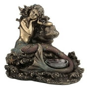 Young Mermaid Leaning On Sea Rock Sculpture