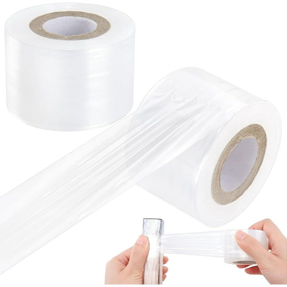 Mini Stretch Wrap Film Unheated Shrink Wrap Roll for Bottles/Jars Seal Packing (2 PCS)