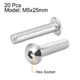 thumbnail image 2 of Uxcell M5 x 0.98'' Hex Socket Round Head Screws Fasteners Bolt 304 Stainless Steel Silver Tone 20PCS, 2 of 3