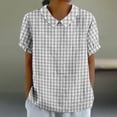 thumbnail image 2 of Birdeem Blouses pour Femmes T-Shirt Décontracté Imprimé Mode Manches Courtes Col Poupée Mignon Coton et Lin Blouse, 2 of 12