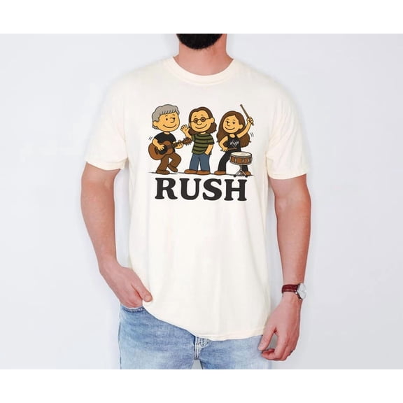 Rush Anika Vintage Rock Trio Cartoon T-Shirt for Music Fans, Rock Band Graphic Tee