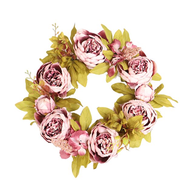 Billuyoard Guirnalda simulada de peonía, anillo de ratán para decoración de plantas, accesorios de fotografía, de jardín para fiesta de boda, guirnaldas marrón camafeo Billuyoard HA083780-02