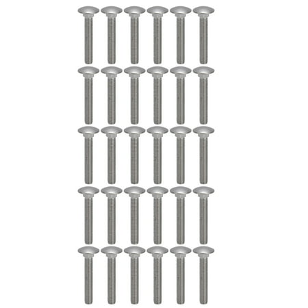 

30Pcs M8x1.25 Screw Bolt A2 Stainless Steel Cup Square Coarse Thread Carriage Bolts DIN603M8x50