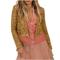 thumbnail image 2 of APEXFWDT Women's Sequin Cropped Cardigans Jacket Long Sleeve Sparkly Shrugs Open Front Casual Trendy Glitter Bolero Cardigans for Women, 2 of 4