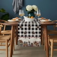 thumbnail image 2 of Farm Black Table Runner - 60 Inch Long, Kitchen Dining Table Runner Dresser Scarves, Brown Western Texas Star Plaid Country Berry Farmhouse Decor for Coffee Tables Wedding Party Banquet, 2 of 8