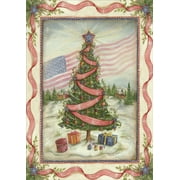 LPG Greetings American Flag and Tree Box of 16 Patriotic Christmas Cards