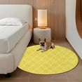 thumbnail image 3 of Yellow Stripes Line Round Area Rugs 3 ft, Country Abstract Art Waves Striped Classic Washable Small Area Rug with Non-Slip Sturdy Edge Binding Round Front Door Mat Floor Carpet for Entryway, 3 of 9