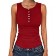 thumbnail image 3 of FAIWAD Going out Tops for Women Summer Crew Neck Ribbed Button Sleeveless Tank Top Casual Basic Slim Stretch Shirts, 3 of 7