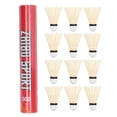 thumbnail image 2 of Badminton Blanc, Plume Forte de Vitesse Moyenne 12Pcs Élasticité Formation Qualité Badminton Kit Table Fibre Usure Preuve pour Intermédiaire pour la Forme Physique, 2 of 8