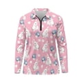 thumbnail image 2 of Uorisanigo Cute Rabbit Womens Golf Shirt Casual Versatile Long Sleeve Golf Polo Shirts with Zipper Athletic Tops for Tennis Hiking & Outdoor Sports Size M, 2 of 7
