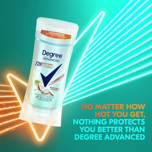 Degree Advanced Antiperspirant Deodorant Coconut & Hibiscus 4 Count 72-Hour Sweat & Odor Protection Antiperspirant For Women With Motionsense Technology 2.6 Oz Packaging May Vary - Pack of 2
