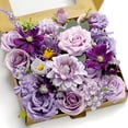 thumbnail image 1 of Piklado Caja Combinada De Flores Artificiales, Juego De Flores Artificiales, Hojas Sueltas Y Tallos, Ramo De Centro De Boda, Novia, Boda, Baby Shower (Lavanda Y Morado Oscuro), 1 of 5